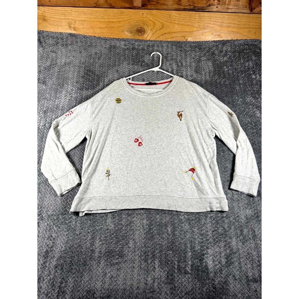 Jane And Delancey Sweatshirt Womens XL Gray Stretch Fleece Lined Long Sleeve